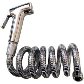 Resim Tabancalı Taharet Spirali Çift Kenetli Uzayan Hortumlu 120 CM Krom 