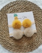 Resim Kız Bebek 2'li Peluş Ponpon Bandana Seti 