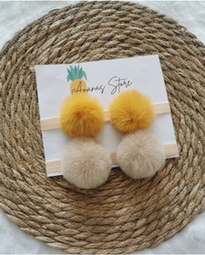 Resim Kız Bebek 2'li Peluş Ponpon Bandana Seti 