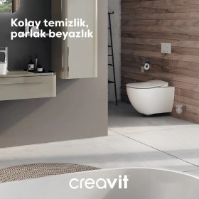 Resim Creavit Free Beyaz Kanallı Asma Klozet FE320, Creavit Free Duck Duroplast Yavaş Kapak 