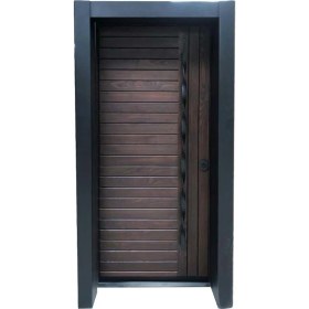 Resim Tezdoor Statik Kasalı Rustik Çizgili Model Çelik Kapı, Daire Kapısı, Villa Kapısı 90 x 200 