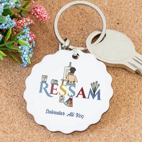 Resim İsme Özel Ressam Papatya Anahtarlık 