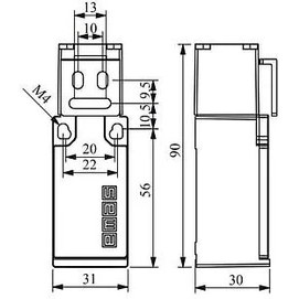 Resim Emas L5K23LUM321 Kıvrık Metal Anahtarlı Emniyet Güvenlik Sivici Ani Hareketli, 1 Nk+1 Na 2 Kutuplu 