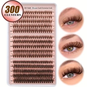 Resim Kahverengi 40D+50D+70D Kendin Yap Sahte Kirpikler 10-16mm Canlı Doğal Zengin Tilki Gözü Kabarık Uzun Kıvırcık Şerit Kirpikler 300 Adet 