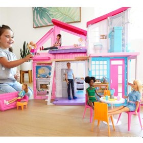 Resim Barbie'nin Muhteşem Malibu Evi Pembe Kutu 6 Odalı FXG57 