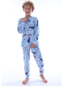 Resim Zuzunga Kahramanlar Birliği Avengers Desenli Erkek Çocuk Pijama Takımı Mavi1 Mavi 