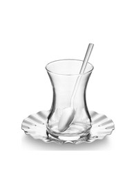 Resim Jumbo Velena 18 Parça 6 Kişilik Çelik Çay Seti Şeffaf 