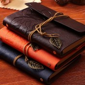 Resim Retro Yaprak Deri Gevşek Yapraklı Defter Kayışı Taşınabilir Seyahat Günlüğü El Defteri Öğrenme Kırtasiye 