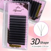 Resim Aguud 3D W Şekilli Hazır Kirpik Uzantıları | Çoklu Boyut 6-12mm C/D Kıvrım | Hafif, Doğal Görünüm | Yeniden Kullanılabilir ve Başlangıç Dostu | Salon Kullanımı İçin Siyah El Yapımı | Hafif ve Rahat 