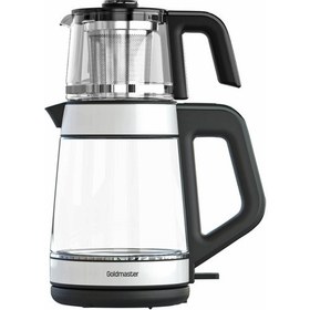 Resim Deluxe Beyaz Kettle Özellikli Ledli Cam Çay Makinesi 