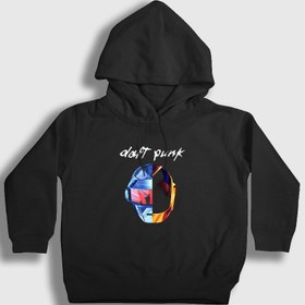 Resim Unisex Çocuk Siyah Random Daft Punk Kapüşonlu Sweatshirt 