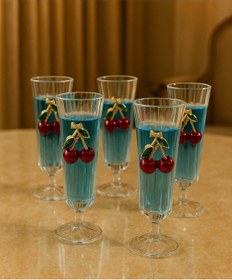 Resim 6 Lı Kristal Cam Kiraz Kahve Yanı Bardağı Su Bardak 150ml 