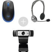 Resim Logitech M190 Mouse + Logitech H110 Kulaklık + Logitech C930E Hd Webcam 