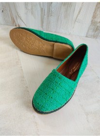 Resim Keten Hasır Detaylı Yeşil Kadın Espadril Yeşil 