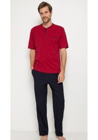Resim Pierre Cardin Bordo Pijama Takımı 3'lu +beyaz Atlet Boxer Takım 5370-150 Bordo 