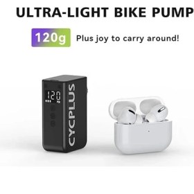 Resim CYCPLUS Tiny Pump Mini Bisiklet Hava Pompası, Maksimum 120 PSI Elektrikli Bisiklet Hava Pompası, Otomatik Kapanma, Presta ve Schrader Valfli, E-Bisiklet, Dağ Bisikleti, Şehir Bisikleti ve Yarış 