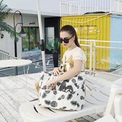 Resim 1 adet Kadın Büyük Kapasiteli Seyahat Çantası - Dayanıklı Polyester, Fermuarlı Kapatma, Çizgili Tasarım, Tatil, İşe Giderken ve Günlük Kullanım için Mükemmel - İdeal Noel, Cadılar Bayramı, Şükran Günü Hediyesi, Seyahat Çantası 