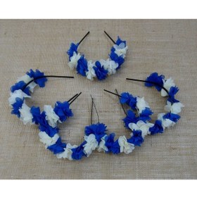 Resim FREE Kına Seti Saks Mavisi Ve Krem Çiçekli Süslü Tef Süslü Taç Ve Süslü Bileklik – Kına Eğlence Aksesuarı 