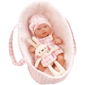 Resim 12 İnç Bebek Oyuncak ve Kareli Taşıma Sepeti 6 Parça Set, 1 Uyku Beşiği, 1 Çocuk Bebek, 1 Şapka, 1 Elbise, 1 Çift Çorab & 1 Tavşan Peluş Oyuncaği İçerir. Hayal Gücü ile Eğlence Zamanı İçin Mükemmel – Sevilen Doğum Günü Hediyesi ya da Cadılar Bayramı, Şükran Günü Noel Armağanı 