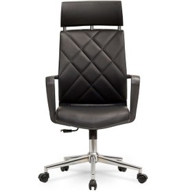 Resim Sepya Yönetici Makam - Ofis Müdür - Büro - Çalışma Koltuğu Renk Krom Ayaklı Siyah 