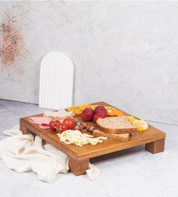 Resim Tityos Küp Ayaklı 30x30 Cm Ahşap Kare Pasta Sunum Servis Tabağı 
