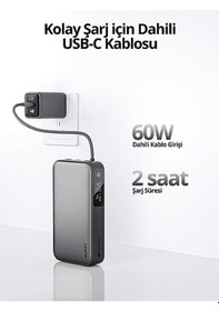Resim AUKEY PB-Y48-GY 100W 20000 mAh PD Dahili Type-C Kablolu Powerbank 