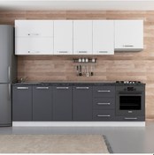 Resim Minar 265 Cm Mutfak Dolabı Beyaz Antrasit 265-A8 Beyaz 