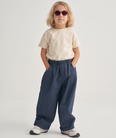Resim Unisex Çocuk Gabardin Pilili Pantolon Kot Mavisi - 2-3 Yaş 