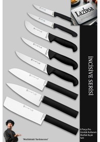 Resim İncisive Serisi Mutfak Bıçak Seti Et Sebze Şef Bıçağı 8li Mft-102 