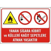 Resim Yanan Sigara Kibrit Ve Külleri Kağıt Sepetlerine Atmak Yasaktır (472351214) 