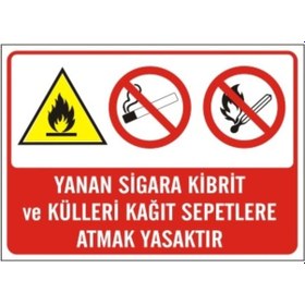 Resim Yanan Sigara Kibrit Ve Külleri Kağıt Sepetlerine Atmak Yasaktır (472351214) 