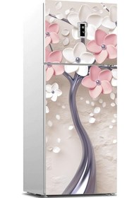 Resim Buzdolabı Sticker Kaplama Dolap Kaplama Etiketi 3d Pembe Ağaç 