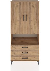 Resim Hyperion Dolap 4 Raflı 3 Çekmeceli 2 Kapaklı 88x44x195 Çam-çam Çam 