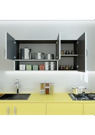 Resim Kenzlife hazır mutfak mirena32 gri 060*120*32 mutfak banyo dolabı kapaklı raflı 