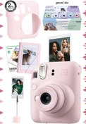 Resim Fujifilm Instax mini 12 Pembe Fotoğraf Makinesi-10'lu Film-Kıskaçlı Stand-Mini Albüm ve Silikon Kılıf Seti 