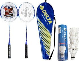 Resim Delta 2 Adet Deluxe Tek Parça Badminton Raketi + Çanta + 6 Adet Kaz Tüyü Deluxe Badminton Topu Seti 