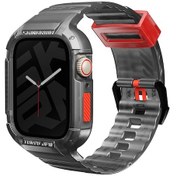 Resim Watch 7 45mm Kordon Skinarma Saido Sert Pc Kasa Koruyuculu Silikon Strap Kayış Füme 