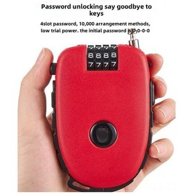 Resim Dianziye Kırmızı 4 Haneli Kilitli Genişleyebilir Çelik Tel Motosiklet Kaskı Kilidi - Elektrikli Bisiklet Ve Bagaj İçin Anti Hırsızlık Koruma C32 Tipi 