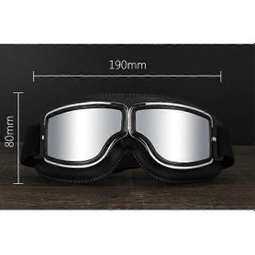 Resim Vintage Motosiklet Gözlükleri Siyah Deri Pilot Gözlükleri Kasklar İçin A 