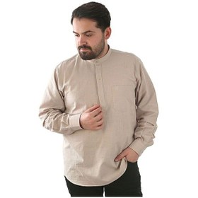 Resim İkranur Hac Ve Umre İçin Gömlek Nakışlı Uzun Kollu Bej Hakim Yaka %100 Pamuk Sinvar Çok Renkli 