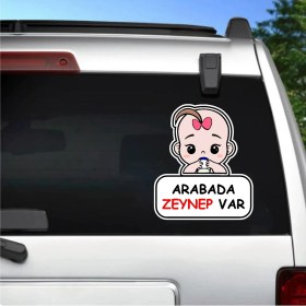 Resim Sticker Dizayn Kişiye Özel Arabada Bebek Var Sticker - Araba Oto Araç Sticker - 00308 