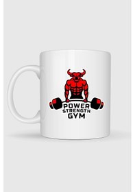 Resim Güçlü Ve Dayanıklı Gym Fitness Baskılı Kupa Bardak beyaz 