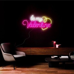 Resim Be My Valentıne Yazılı Neon Tabela Çok Renkli 