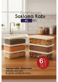 Resim Freshkeep 6 Lı 4l Bej Saklama Kabı - Gıda Koruma, Mikrodalga Ve Dondurucu Uyumlu Şampanya 