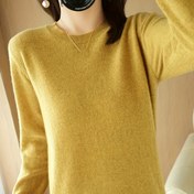 Resim 1 Adet Viskoz Rahat Yuvarlak Yaka Kazak Kadınlar için - Düz Renk, Örgü, Yaş Küçültücü, Sonbahar/Kış İçin Çok Yönlü Katmanlama Parçası 