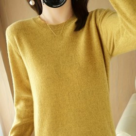 Resim 1 Adet Viskoz Rahat Yuvarlak Yaka Kazak Kadınlar için - Düz Renk, Örgü, Yaş Küçültücü, Sonbahar/Kış İçin Çok Yönlü Katmanlama Parçası 