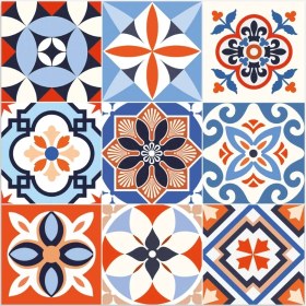 Resim Tink Kendinden Yapışkanlı Meksika 019 Desenli Pvc Karo 30X30 cm 4'lü 0,36 M2 