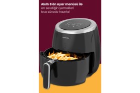 Resim Goldmaster : Ultracook 2000 Watt Yüksek Güç 6,4 Litre Inox Geniş Xxl Dokunmatik Airfryer Yağsız Sıcak Hava Fritözü 