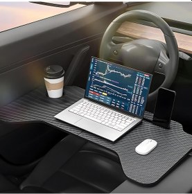 Resim Polham 70x40 Cm Tesla Model Ve Model Y İle Uyumlu Araç İçi Masa,bardaklıklı Yemek Ve Çalışma Tepsisi 