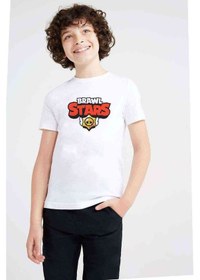 Resim Tshirthane Brawl Stars Logo Baskılı Unisex Çocuk Beyaz T-Shirt 
